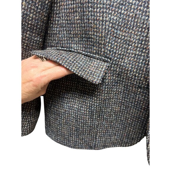 Harris Tweed Vintage 90's Gray Wool Houndstooth Tailored Blazer - Picture 4 of 9